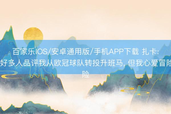 百家乐IOS/安卓通用版/手机APP下载 扎卡: 好多人品评我从欧冠球队转投升班马， 但我心爱冒险