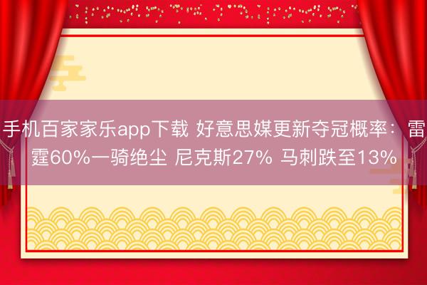 手机百家家乐app下载 好意思媒更新夺冠概率：雷霆60%一骑绝尘 尼克斯27% 马刺跌至13%