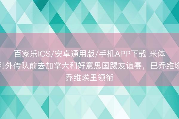 百家乐IOS/安卓通用版/手机APP下载 米体：意大利外传队前去加拿大和好意思国踢友谊赛，巴乔维埃里领衔
