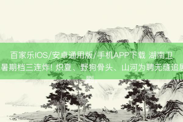 百家乐IOS/安卓通用版/手机APP下载 湖南卫视暑期档三连炸! 炽夏、野狗骨头、山河为聘无缝追剧。